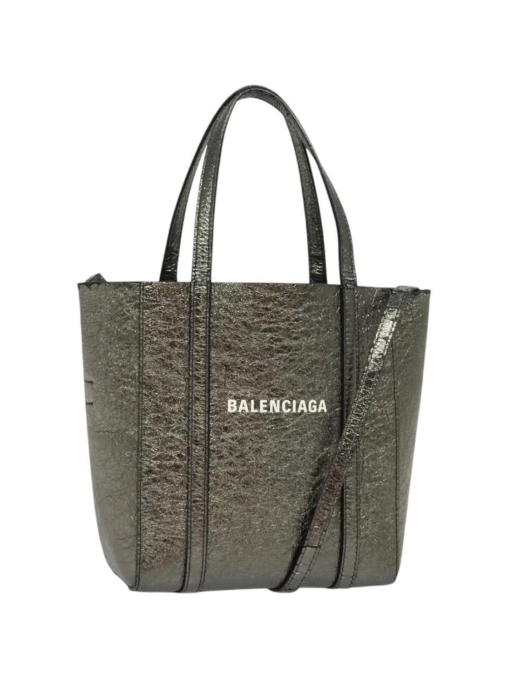 BALENCIAGA Everyday Tote XS Tote Bag Leather Silver